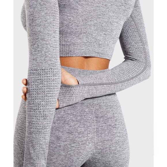 Gymshark - Vital Seamless Long Sleeve Crop Top - Smokey Grey Marl - MED - Picture 6 of 6